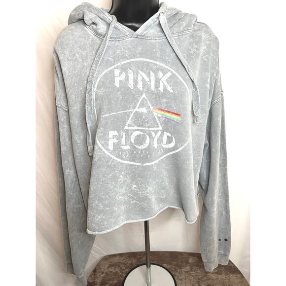 Pink Floyd Hoodie Dark Side Tour 1973 Cropped Gray L - Picture 1 of 6